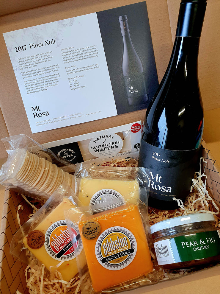 Mt Rosa Pinot Noir 2020 & Gibbston Valley Cheese Gift Box