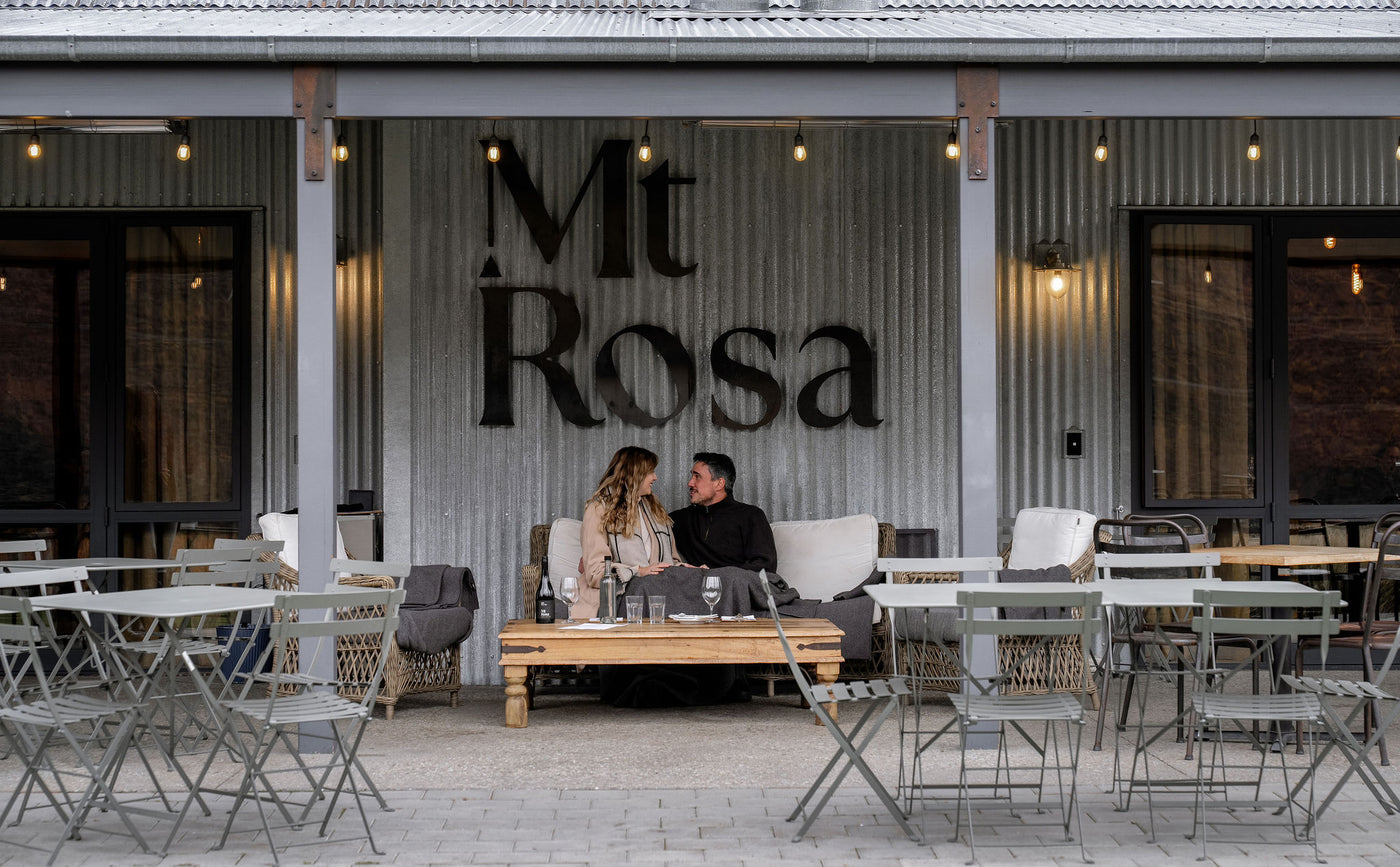 Wine Tasting under a blanket, outside under the verandah at Mt Rosa Cellar Door
